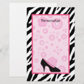 Trendy Zebra Girly Pink Shoes met naam Briefpapier (Voorkant / Achterkant)