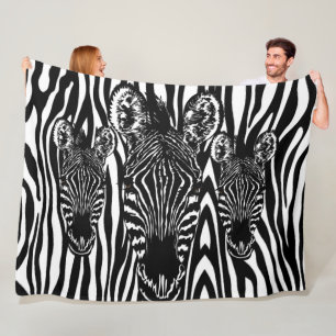 Trendy Zebra Herd op Zebra Print Fleece Deken