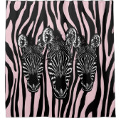Trendy Zebra Herd op Zebra Print Pink Douchegordijn (Voorkant)