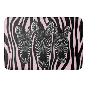 Trendy zebra kudde op zebraprint roze badmat