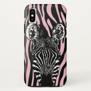 Trendy zebra kudde op zebraprint roze iPhone x hoesje