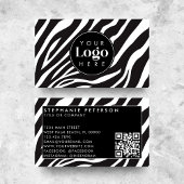Trendy Zebra Print Aangepaste Bedrijf Logo QR Code Visitekaartje