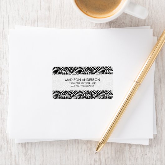Trendy Zebra Print Black and White Pattern Etiket (Insitu)