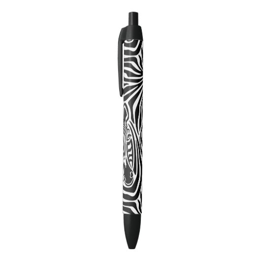 Trendy Zebra Print Black and White Pattern Zwarte Inkt Pen (Top (Verticaal))