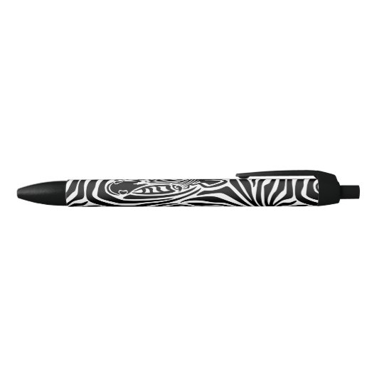 Trendy Zebra Print Black and White Pattern Zwarte Inkt Pen (Bovenkant)