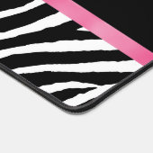 Trendy Zebra Print Chic Hot Pink Bow and Name Bureaumat (Hoek)