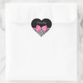 Trendy Zebra Print Chic Hot Pink Bow and Name Hart Sticker (Tas)
