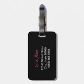 Trendy Zebra print en roze lint met naam Bagagelabel (Achterkant verticaal)