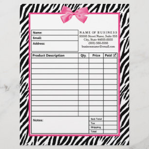 Trendy Zebra print met roze roze roze bestelformul Gepersonaliseerd Briefhoofd