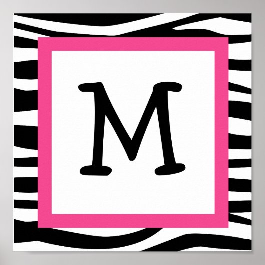 Trendy Zebra Print Nursery Wall Art Name Print (Voorkant)