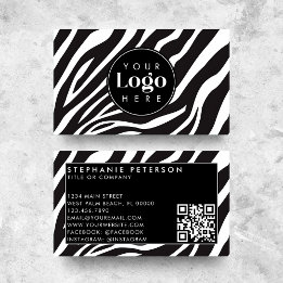 Trendy Zebraprint Bedrijfslogo QR-code Visitekaartje