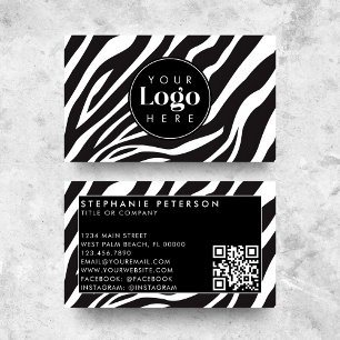Trendy Zebraprint Bedrijfslogo QR-code Visitekaartje