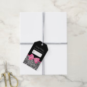 Trendy zebraprint met chique roze strik boetiek cadeaulabel (Met Touw)