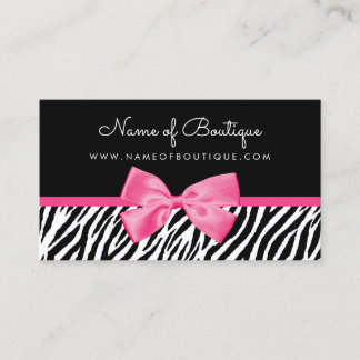 Trendy zebraprint met chique roze strik boetiek visitekaartje