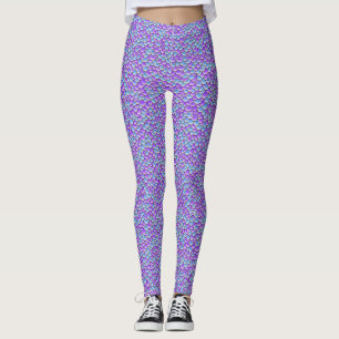 Trendy Zeemeerminstaart Paarse Vissen Schubben Pat Leggings