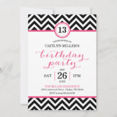 Trendy Zigzag Chevron Verjaardagsfeestuitnodiging Kaart (Voorkant)