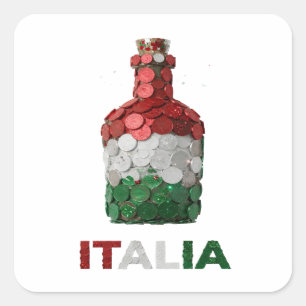 Trendy Zilver ITALIA Decal Kunst Vierkante Sticker