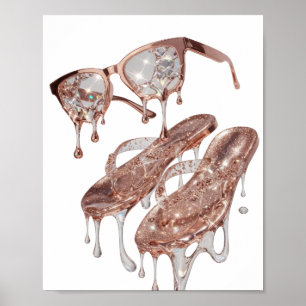 Trendy Zilver ROSE GOLD GLAMOUR Statement Design Poster