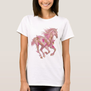 Trendy Zilver ROZE EN GOUDEN PONY Ontwerp T-shirt