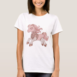 Trendy Zilver ROZE EN ROZE GOUD PONY T-shirt