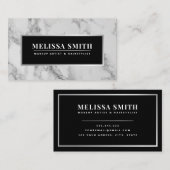 Trendy zilveren en marmeren make-up artist Hair Sa Visitekaartje (Voorkant / Achterkant)