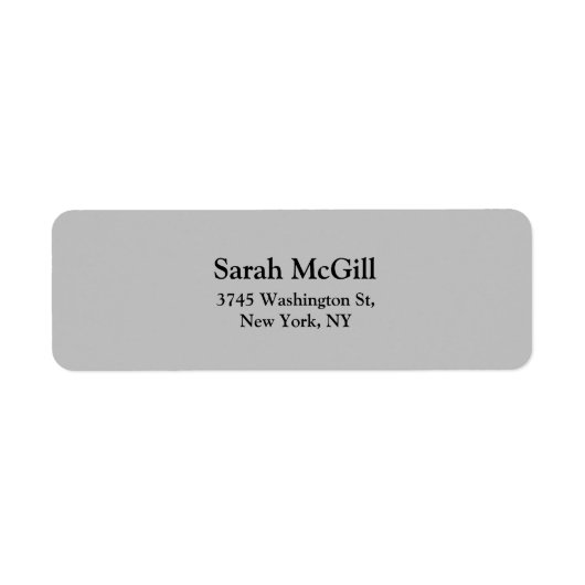 Trendy zilvergrijs Plain Elegant Modern Legible Etiket (Voorkant)