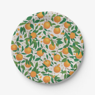 Trendy zomer Sinaasappels citrusvruchten bloesem p Papieren Bordje