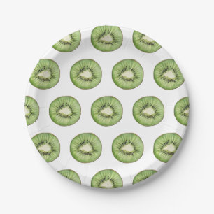 Trendy Zomer Waterverf Fruit Kiwi Patroon Papieren Bordje