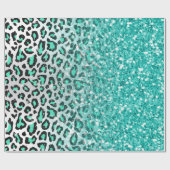trendy zomeraqua green leopard animal print cadeaupapier (Vlak)