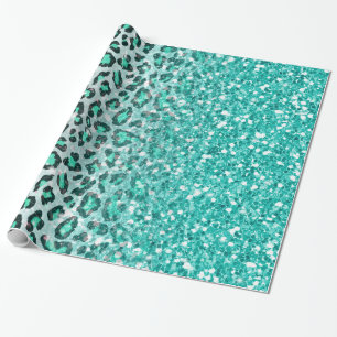 trendy zomeraqua green leopard animal print cadeaupapier