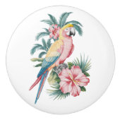 Trendy zomerstrand Parrot en Hibiscus Bloemen Keramische Knop (Voorkant)