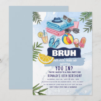 Trendy zomerverjaardagsfeestje bij het zwembad kaart