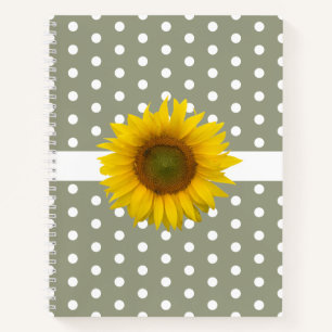 Trendy Zonnebloem Polka Dots Eenvoudig Groen Notitieboek