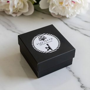 Trendy Zwart Antiek Sleutel & Zwarte Strepen Ronde Sticker