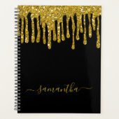 Trendy zwart en goud glitter druppels aangepaste n planner (Voorkant)