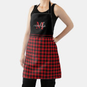 Trendy zwart en rood Buffalo Plaid Monogrammed Schort (Insitu)