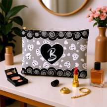 Trendy zwart en zilveren hart met Stippen en werve