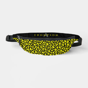 Trendy Zwart Geel Luipaard Dierprint Monogram Heuptasje