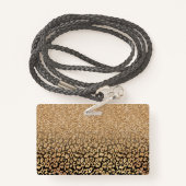 Trendy Zwart Goud Glitter Leopard Ombre Badge (Achterkant met draagriem)