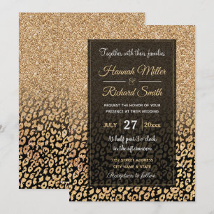 Trendy Zwart Goud Glitter Leopard Ombre Kaart
