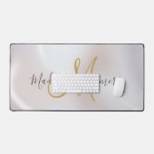 Trendy zwart goud monogram parelmoer iriserend bureaumat (Keyboard & Muis)