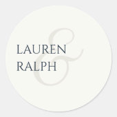 Trendy Zwart & Ivoor Script Bruiloft Ronde Sticker (Voorkant)