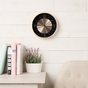 Trendy zwart met bronzen midden wandklok