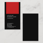 Trendy zwart rood moderne minimalistische vlakte visitekaartje (Voorkant / Achterkant)