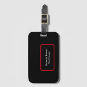 Trendy Zwart & Rood Plain Creatief Modern Bagagelabel (Voorkant (verticaal))