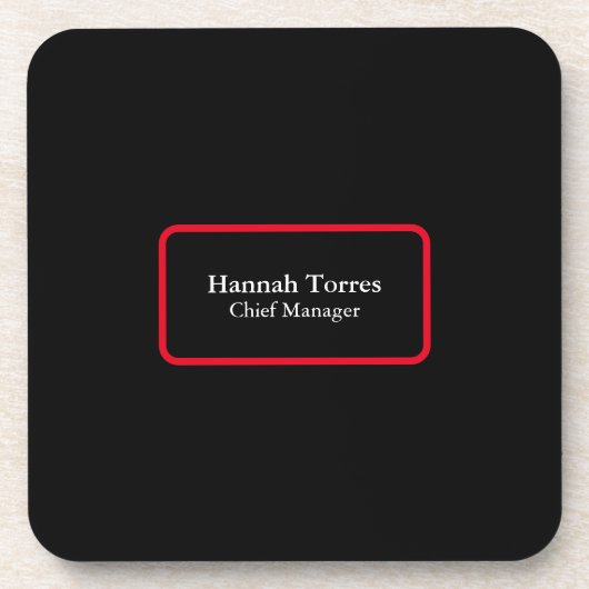 Trendy Zwart & Rood Plain Creatief Modern Bier Onderzetter (Voorkant)