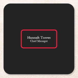 Trendy Zwart & Rood Plain Creatief Modern Vierkante Kartonnen Onderzetter