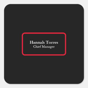 Trendy Zwart & Rood Plain Creatief Modern Vierkante Sticker