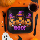 Trendy zwart Schattigee Halloween Capybara Boo Par Papieren Bordje