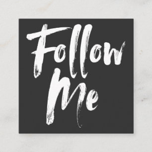 Trendy zwart volg me script foto social media vierkante visitekaartje